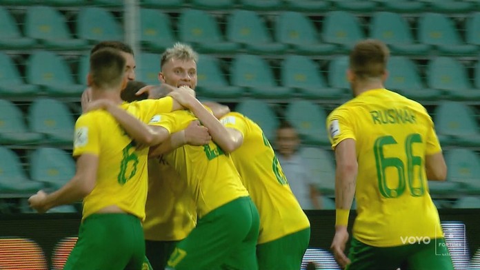 Žilinčania sa radujú po prvom góle do siete Senice.