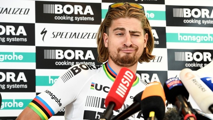 Peter Sagan počas tlačovej besedy.