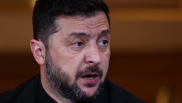 Na snímke ukrajinský prezident Volodymyr Zelenskyj hovorí na stretnutí krajín z tzv. koalície ochotných, ktoré prisľúbili posilniť podporu Kyjeva.