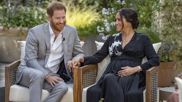 Meghan Markle počas rozhovoru s Oprah