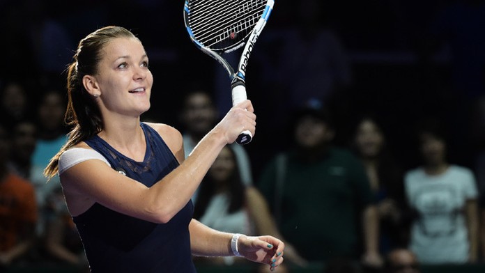 Poľská tenistka Agnieszka Radwaňská na turnaji majsteriek WTA v Singapure.