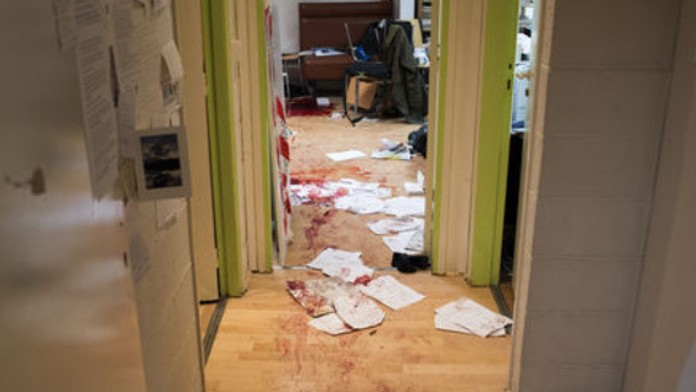 Pohľad do redakcie po masakre.