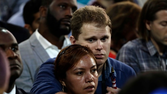 Reakcia stúpencov Hillary Clintonovej na oznámenie výsledkov z Floridy.