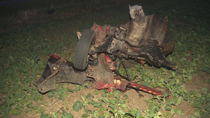 Vrak havarovaného auta.