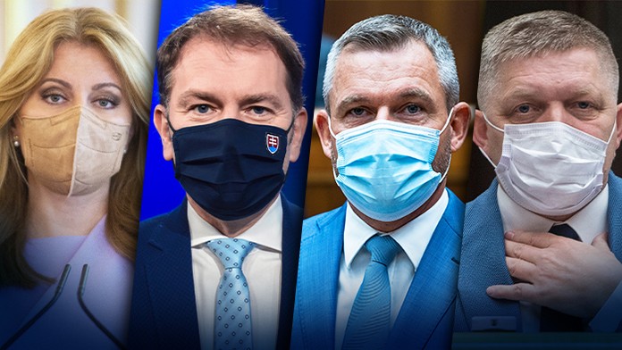 Zuzana Čaputová, Igor Matovič, Peter Pellegrini a Robert Fico.