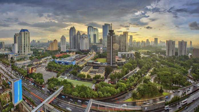 Obchodné centrum Jakarty.