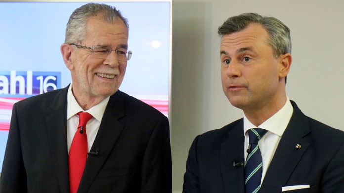 Rakúski prezidentskí kandidáti Alexander Van der Bellen a Norbert Hofer. 