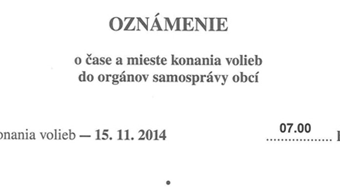 Oznámenie o konaní volieb