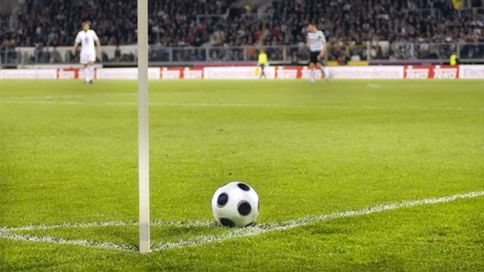 Futbalová lopta v bráne