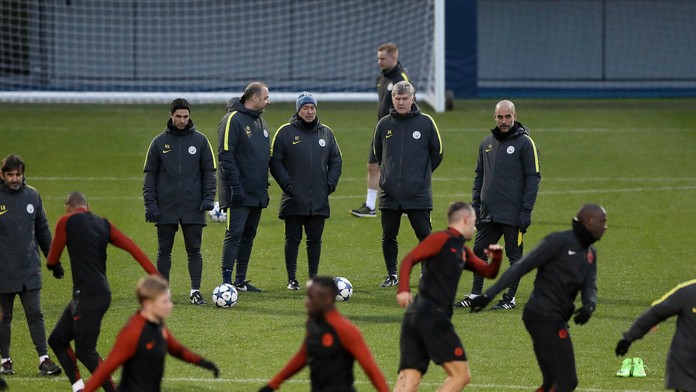 Hráči Manchestru City počas tréningovej jednotky pred duelom LM.