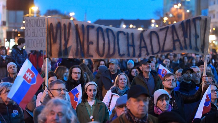 Archívna snímka z opozičných protestov.