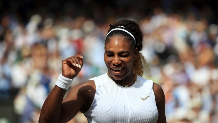 Tenistka Serena Williamsová v semifinále Wimbledonu.