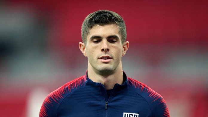 Christian Pulisic z USA na tréningu pred prípravným duelom v Anglicku.