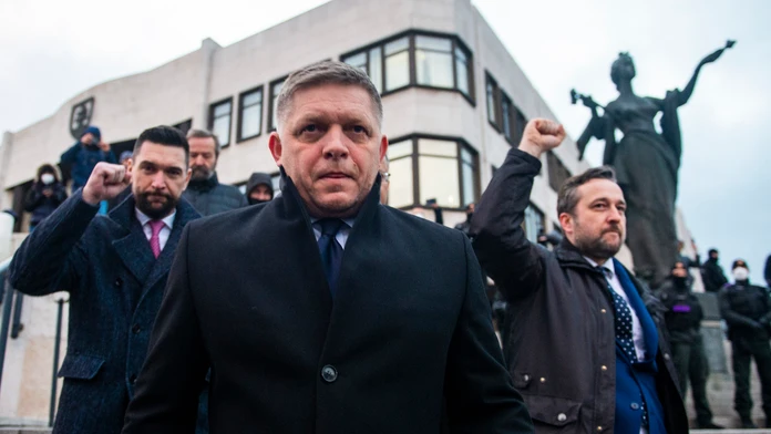 Robert Fico na proteste 