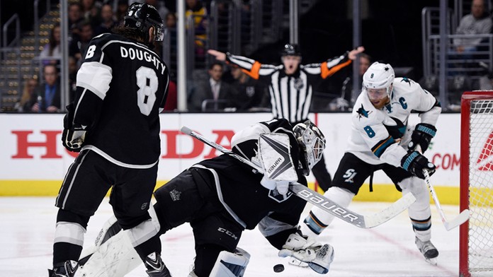 Peter Budaj v bránke Los Angeles Kings