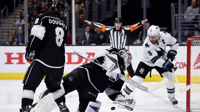 Peter Budaj v bránke Los Angeles Kings