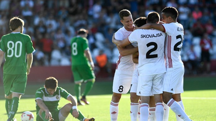 Trenčania sa tešia po piatom góle v prvom zápase 1. predkola Európskej ligy proti FC Kutaisi.