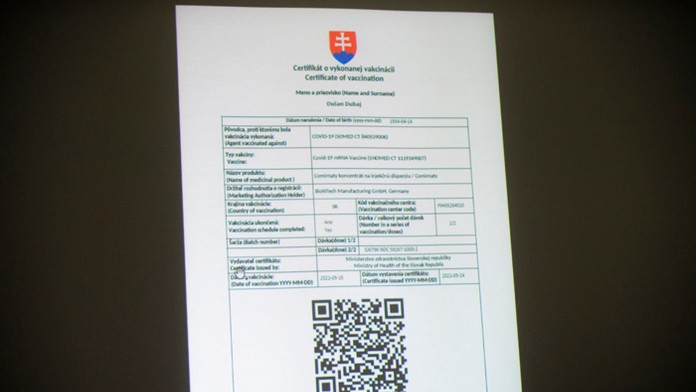 Certifikát o očkovaní.