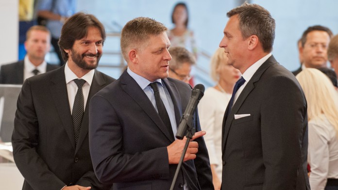 Robert Kaliňák, Robert Fico a Andrej Danko na snímke z roku 2016