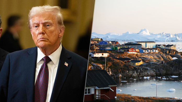 Na snímke je Donald Trump a Grónsko 