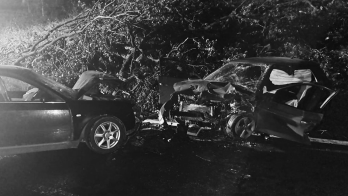 Havarované autá pri obci Topoľovka.