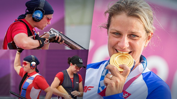 Zuzana Rehák Štefečeková na olympiáde v Tokiu, kde v trape zvíťazila.