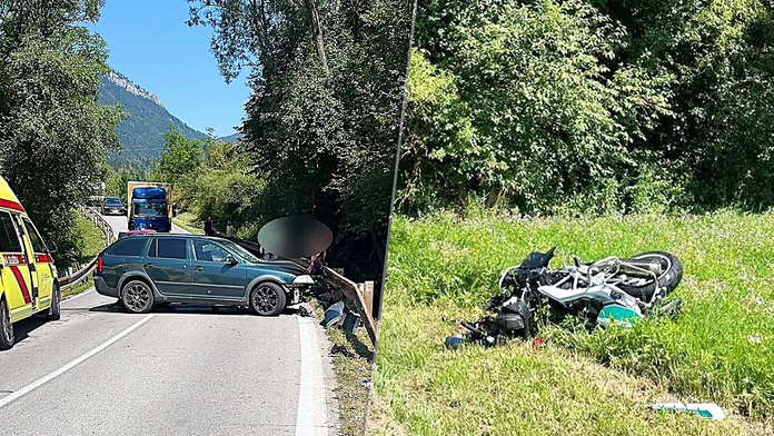 FOTO: Zrážka auta a motorky na Liptove. Nehoda v úseku odstavila dopravu