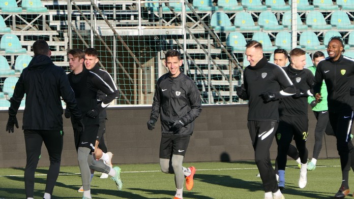 Hráči Žiliny počas prvého tréningu zimnej prípravy.