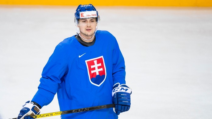 Na snímke hokejista Martin Bučko počas rozkorčuľovania slovenského tímu.