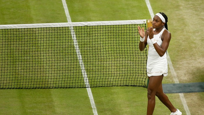 Tenistka Cori "Coco" Gauffová v 2. kole Wimbledonu.