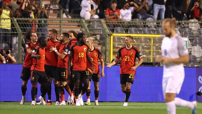 Belgickí futbalisti sa tešia z gólu