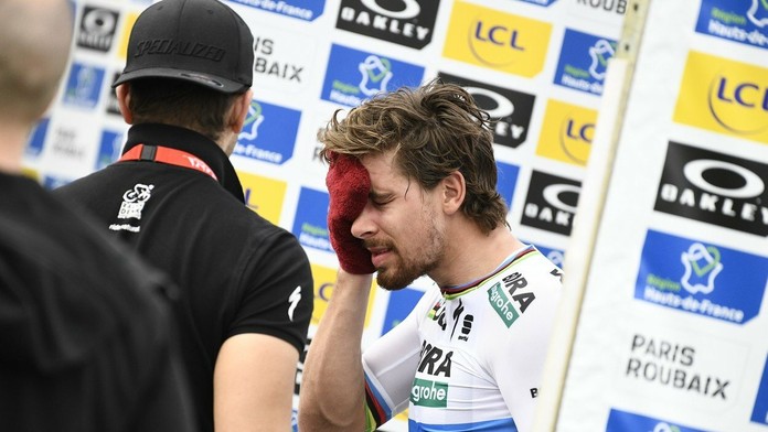 Peter Sagan v cieli pretekov Paríž Roubaix 2018.