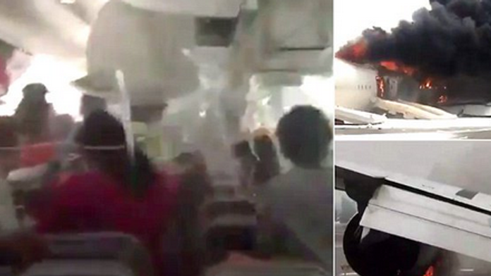 Horiace lietadlo bolo plné cestujúcich.