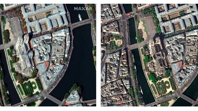 Notre - Dame z vesmíru po požiari