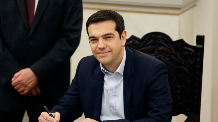 Alexis Tsipras potom, ako zložil prísahu