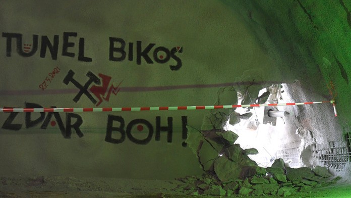 Prerazenie tunela Bikoš v Prešove.