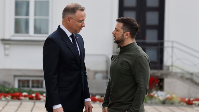 Na snímke Andrzej Duda a Volodymyr Zelenskyj.