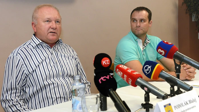 Prezident futbalového klubu MFK Košice Blažej Podolák a športový riaditeľ MFK Košice Ján Lesniak.
