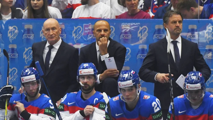 Slovenskí hokejisti v zápase proti Francúzsku