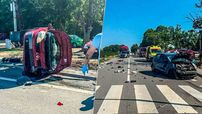 FOTO: Vážna nehoda pri Trebišove. Hlásia zranených, cesta je uzavretá