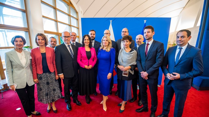 Na snímke prezidentka SR Zuzana Čaputová počas stretnutia so slovenskými poslancami Európskeho parlamentu (rok 2022)