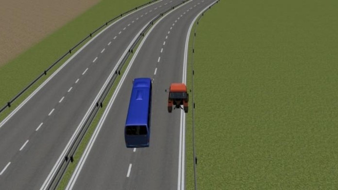 Animacia tragickej nehody autobusu.