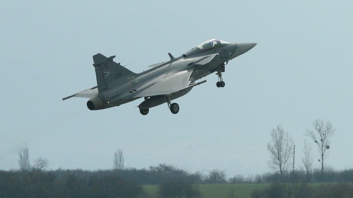 Maďarské vojenské lietadlo JAS-39 Gripen
