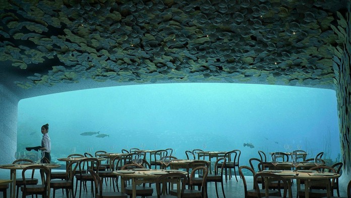 Vnútri reštaurácie budú mať návštevníci takýto výhľad na morský život.
