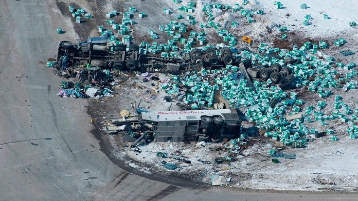 Autobus, v ktorom zahynuli mladí hokejisti