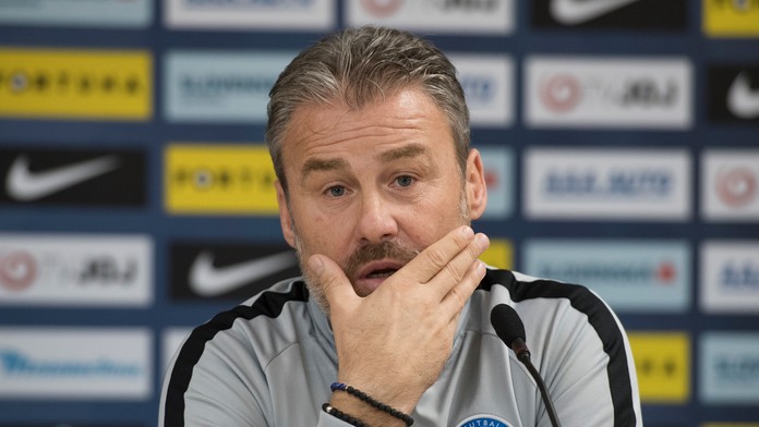 Tréner slovenskej futbalovej reprezentácie Pavel Hapal počas tlačovej konferencie k duelom Ligy národov s Českom a Ukrajinou.
