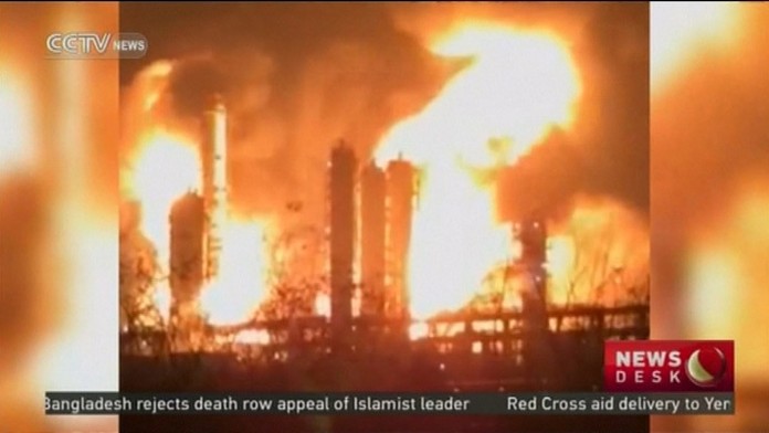 Požiar chemickej továrne v Číne