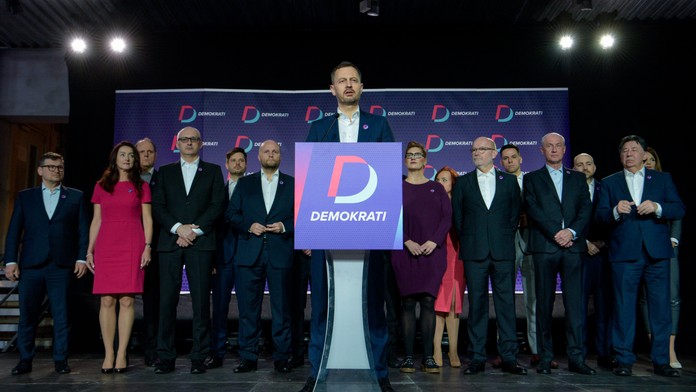 Na snímke tlačová konferencia strany Demokrati 