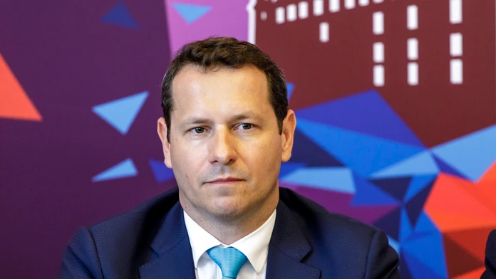 Prezident Slovenského zväzu ľadového hokeja Martin Kohút počas tlačovej besedy Organizačného výboru MS v ľadovom hokeji 2019.