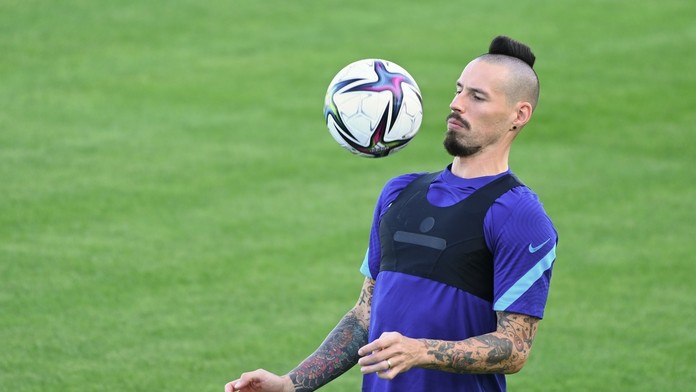 Marek Hamšík počas tréningu reprezentácie.